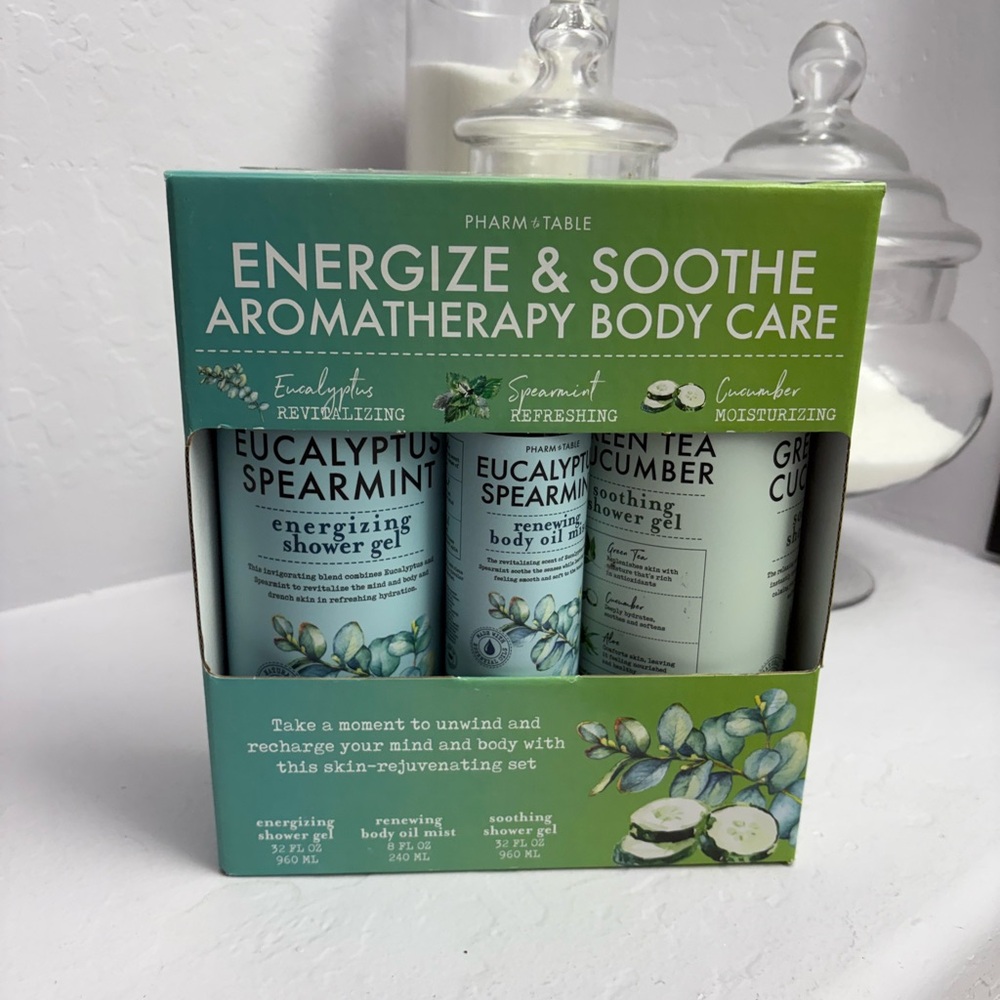 Pharm to Table Aromatherapy Eucalyptus Soothing Set Body Wash,Oil & Lotion